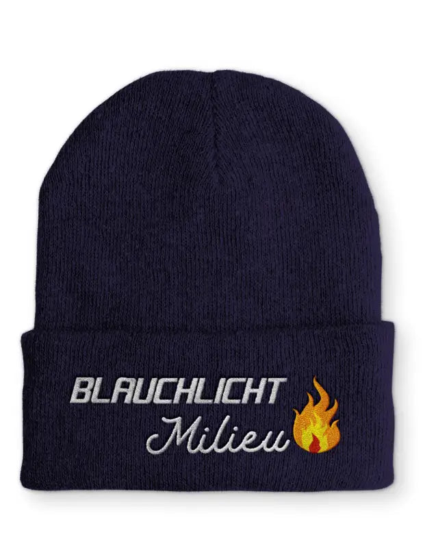 
                      
                        Beanie Mütze Blaulicht Milieu Statement mit Spruch - Navy
                      
                    