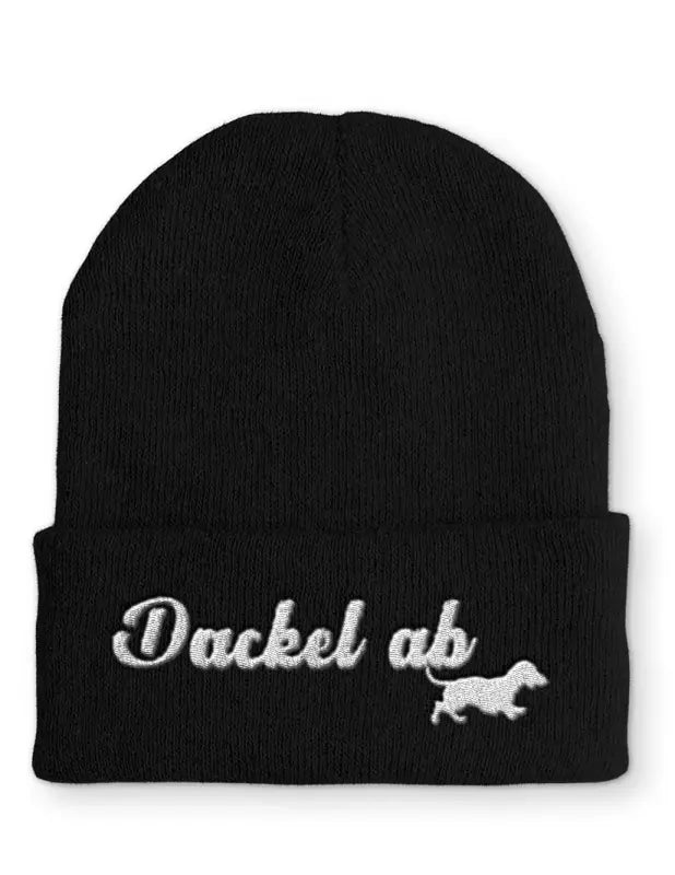 Beanie Mütze Dackel ab Dackelfan Statement mit Spruch - Black