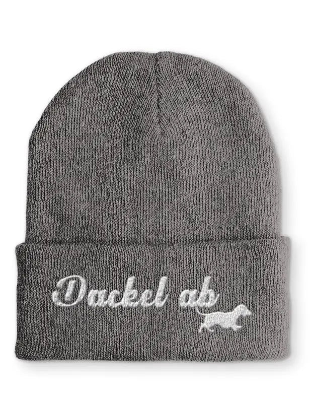 Beanie Mütze Dackel ab Dackelfan Statement mit Spruch - Grey