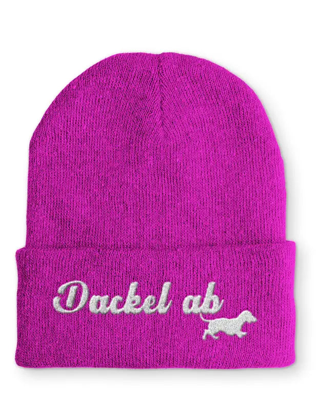 Beanie Mütze Dackel ab Dackelfan Statement mit Spruch - Pink