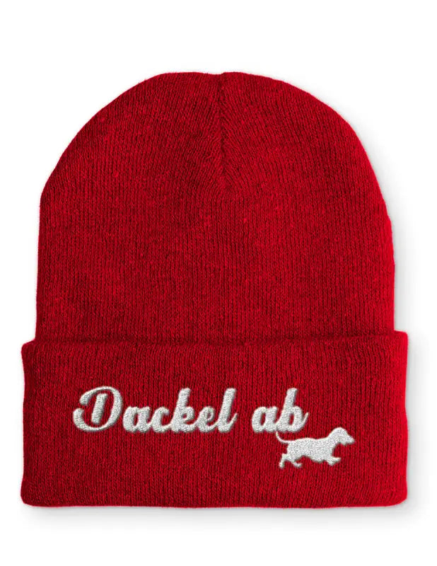 
                      
                        Beanie Mütze Dackel ab Dackelfan Statement mit Spruch - Rot
                      
                    