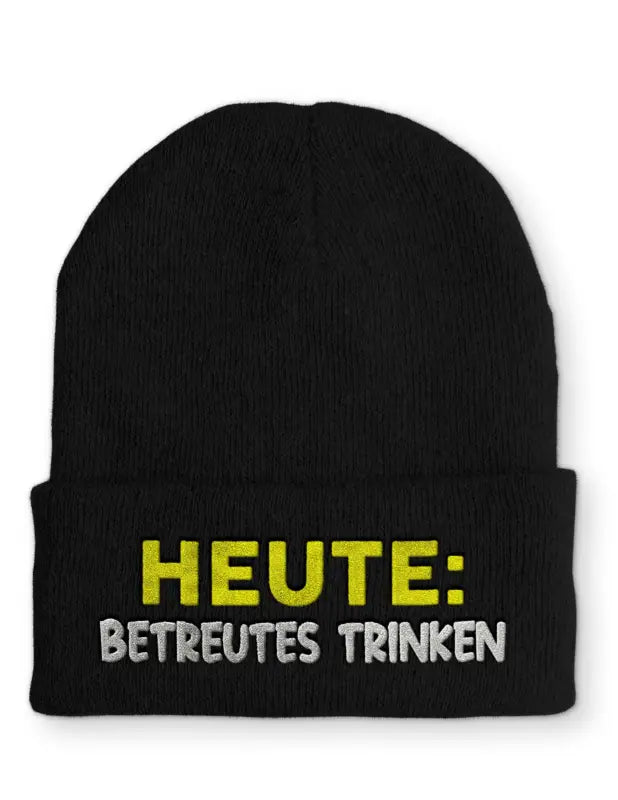 
                      
                        Beanie Mütze Heute: Betreutes trinken Statement mit Spruch - Black
                      
                    