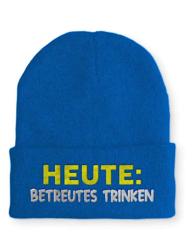 
                      
                        Beanie Mütze Heute: Betreutes trinken Statement mit Spruch - Blau
                      
                    