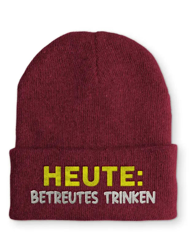 
                      
                        Beanie Mütze Heute: Betreutes trinken Statement mit Spruch - Bordeaux
                      
                    