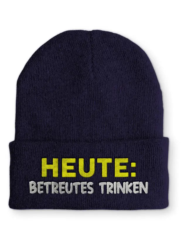 
                      
                        Beanie Mütze Heute: Betreutes trinken Statement mit Spruch - Navy
                      
                    