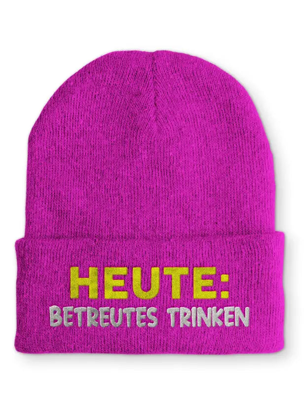 
                      
                        Beanie Mütze Heute: Betreutes trinken Statement mit Spruch - Pink
                      
                    