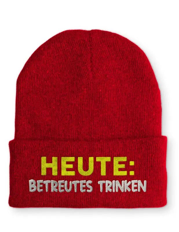 
                      
                        Beanie Mütze Heute: Betreutes trinken Statement mit Spruch - Rot
                      
                    