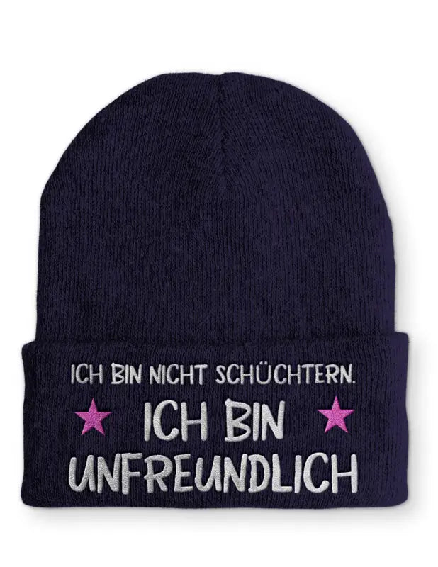 
                      
                        Beanie Mütze Ich bin nicht schüchtern. unfreundlich Statement mit Spruch - Navy
                      
                    