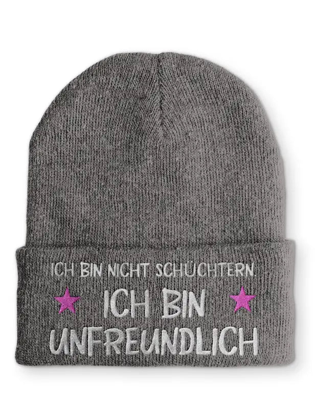 
                      
                        Beanie Mütze Ich bin nicht schüchtern. unfreundlich Statement mit Spruch - Grey
                      
                    