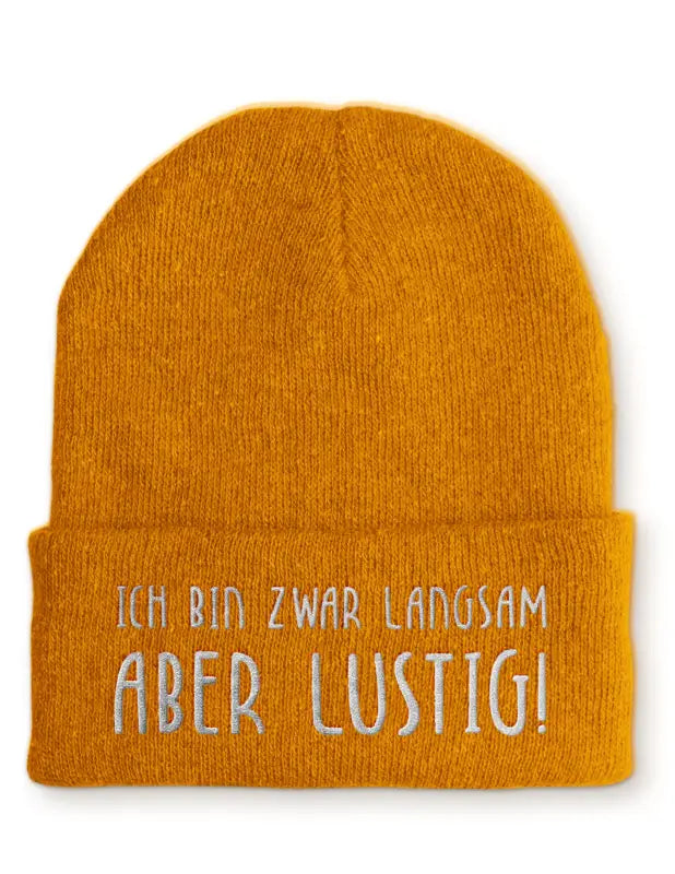 
                      
                        Beanie Mütze Ich bin zwar langsam aber lustig! nach Statement mit Spruch - Mustard
                      
                    