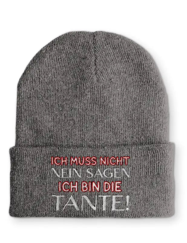 
                      
                        Beanie Mütze Ich muss nicht Nein sagen bin die Tante! Statement mit Spruch - Grey
                      
                    