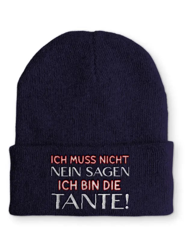 
                      
                        Beanie Mütze Ich muss nicht Nein sagen bin die Tante! Statement mit Spruch - Navy
                      
                    