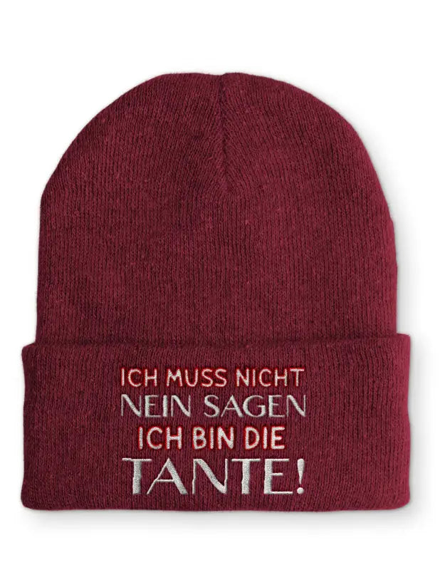 
                      
                        Beanie Mütze Ich muss nicht Nein sagen bin die Tante! Statement mit Spruch - Bordeaux
                      
                    