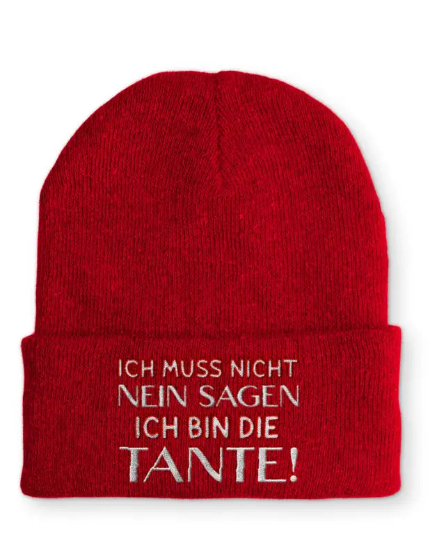 
                      
                        Beanie Mütze Ich muss nicht Nein sagen bin die Tante! Statement mit Spruch - Rot
                      
                    