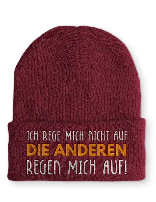 
                      
                        Beanie Mütze Ich rege mich nicht auf die anderen regen auf! Statement mit Spruch - Bordeaux
                      
                    