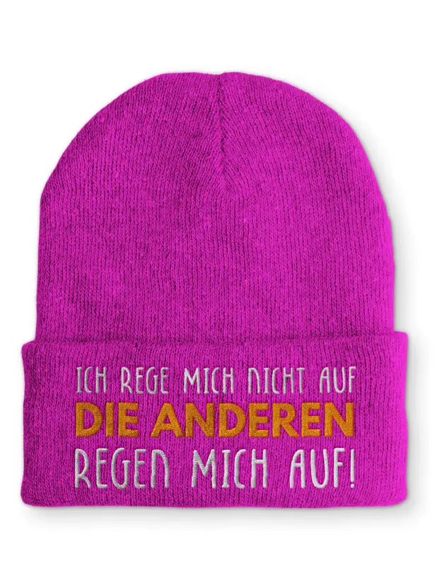 Beanie Mütze Ich rege mich nicht auf die anderen regen auf! Statement mit Spruch - Pink