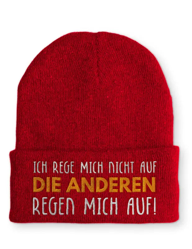 
                      
                        Beanie Mütze Ich rege mich nicht auf die anderen regen auf! Statement mit Spruch - Rot
                      
                    