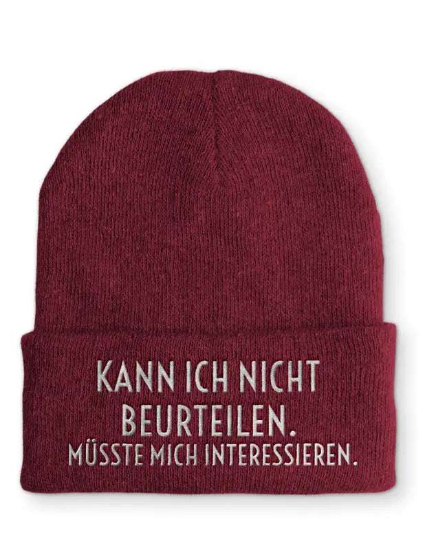 
                      
                        Beanie Mütze Kann ich nicht beurteilen. Müsste mich interessieren. Statement mit Spruch - Bordeaux
                      
                    