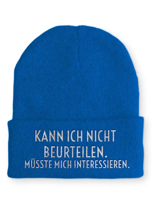 
                      
                        Beanie Mütze Kann ich nicht beurteilen. Müsste mich interessieren. Statement mit Spruch - Blau
                      
                    