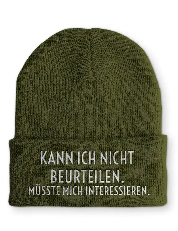 
                      
                        Beanie Mütze Kann ich nicht beurteilen. Müsste mich interessieren. Statement mit Spruch - Olive
                      
                    