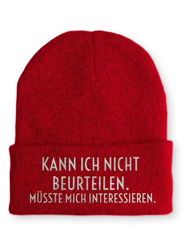 
                      
                        Beanie Mütze Kann ich nicht beurteilen. Müsste mich interessieren. Statement mit Spruch - Rot
                      
                    