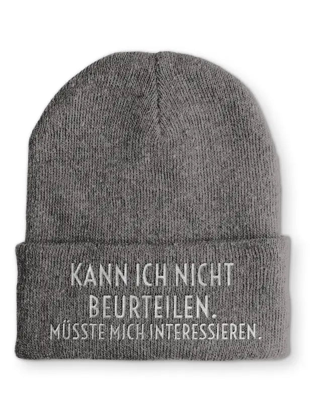 
                      
                        Beanie Mütze Kann ich nicht beurteilen. Müsste mich interessieren. Statement mit Spruch - Grey
                      
                    