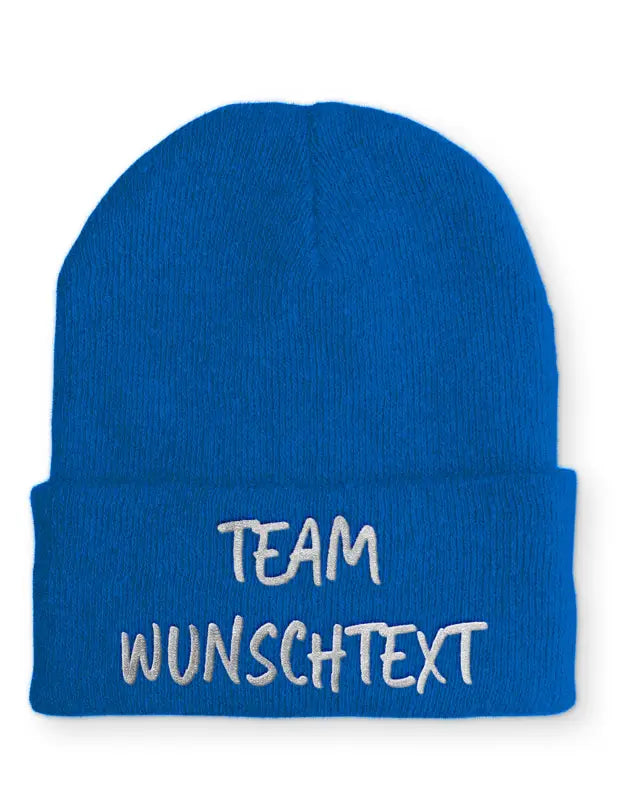 
                      
                        Beanie Mütze Team ’Wunschtext’ Statement mit Spruch - Blau
                      
                    