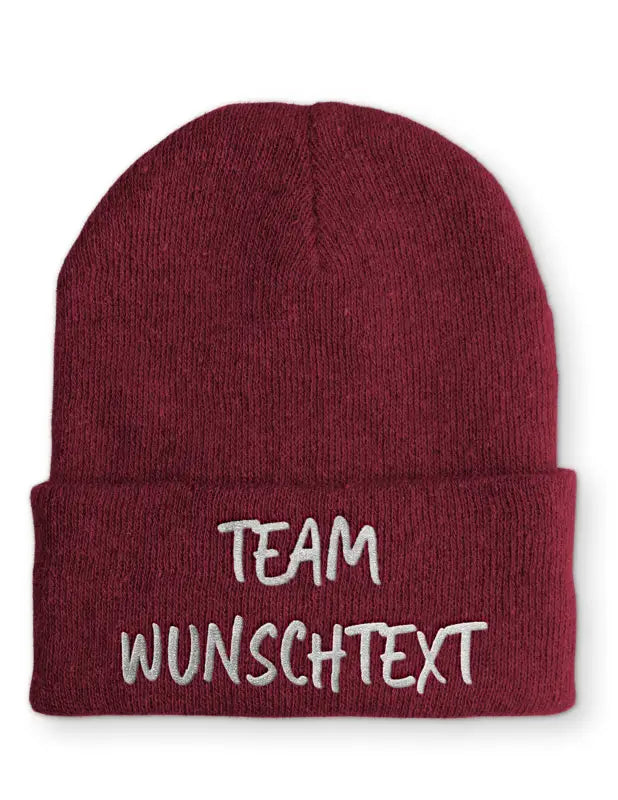 
                      
                        Beanie Mütze Team ’Wunschtext’ Statement mit Spruch - Bordeaux
                      
                    