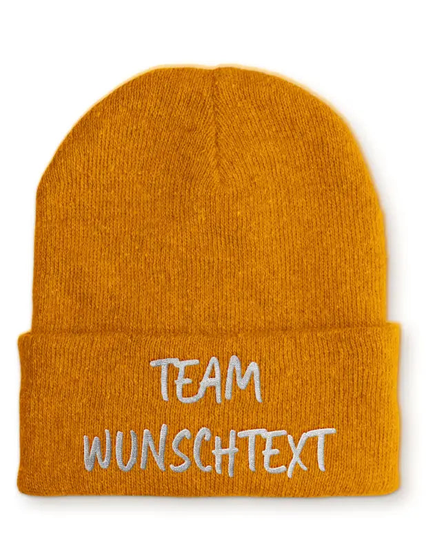 
                      
                        Beanie Mütze Team ’Wunschtext’ Statement mit Spruch - Mustard
                      
                    