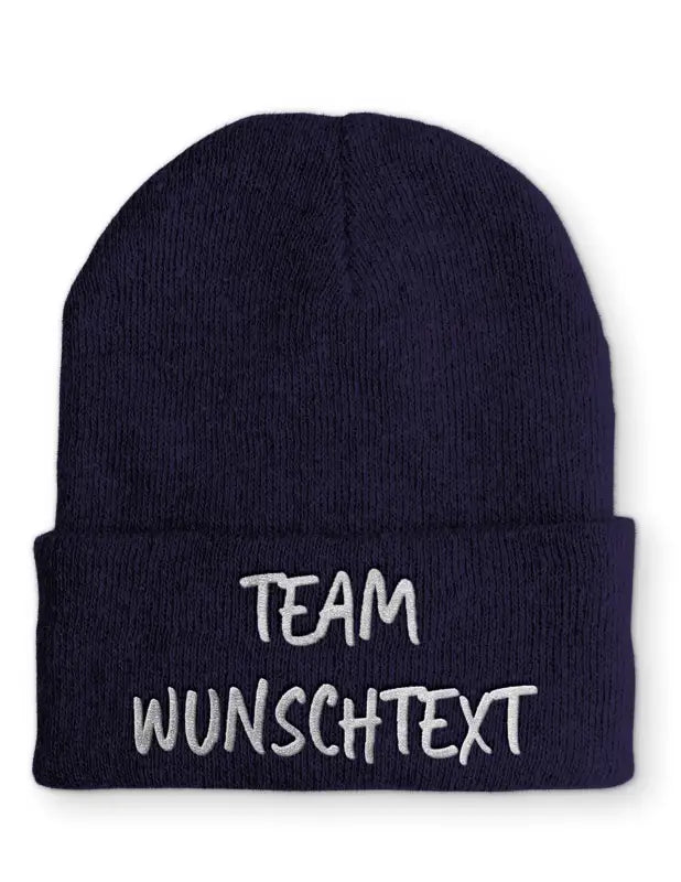 
                      
                        Beanie Mütze Team ’Wunschtext’ Statement mit Spruch - Navy
                      
                    