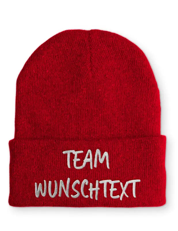 
                      
                        Beanie Mütze Team ’Wunschtext’ Statement mit Spruch - Rot
                      
                    