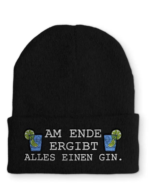 Beanie Mütze Am Ende ergibt alles einen Gin. Statement Beanie Mütze mit Spruch - tshirtladen - 