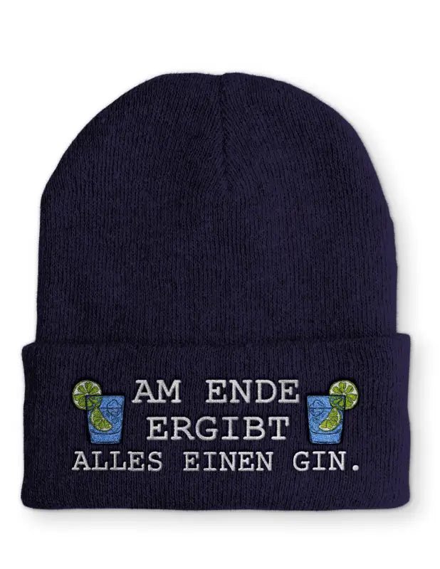 Beanie Mütze Am Ende ergibt alles einen Gin. Statement Beanie Mütze mit Spruch - tshirtladen - 