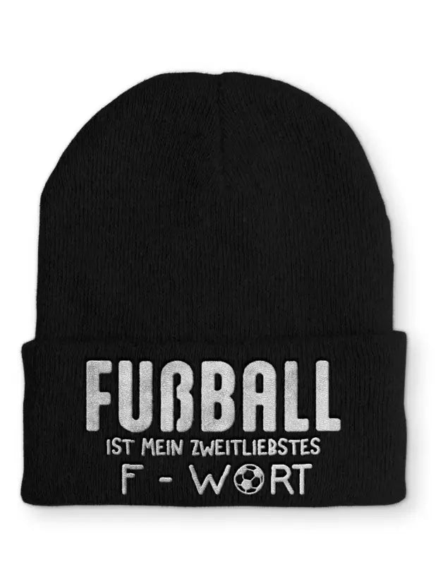 Beanie Mütze Fußball ist mein zweit liebstes F - Wort Statement Beanie Mütze mit Spruch - tshirtladen - 