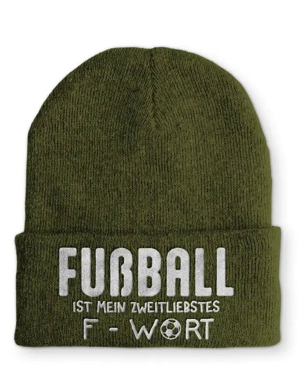Beanie Mütze Fußball ist mein zweit liebstes F - Wort Statement Beanie Mütze mit Spruch - tshirtladen - 