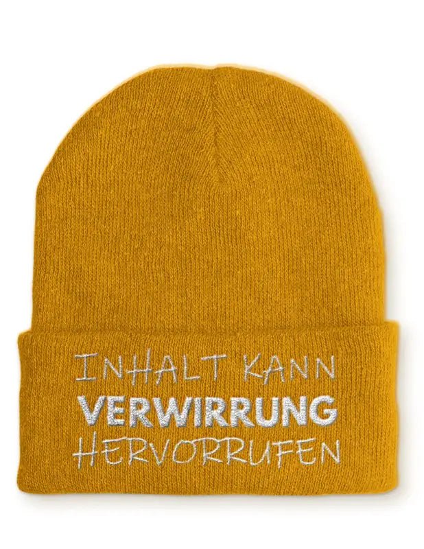 Beanie Mütze Inhalt kann Verwirrung Hervorrufen Statement Beanie Mütze mit Spruch - tshirtladen - 