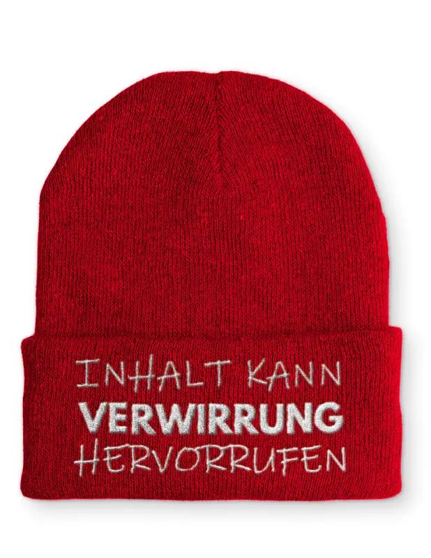 Beanie Mütze Inhalt kann Verwirrung Hervorrufen Statement Beanie Mütze mit Spruch - tshirtladen - 