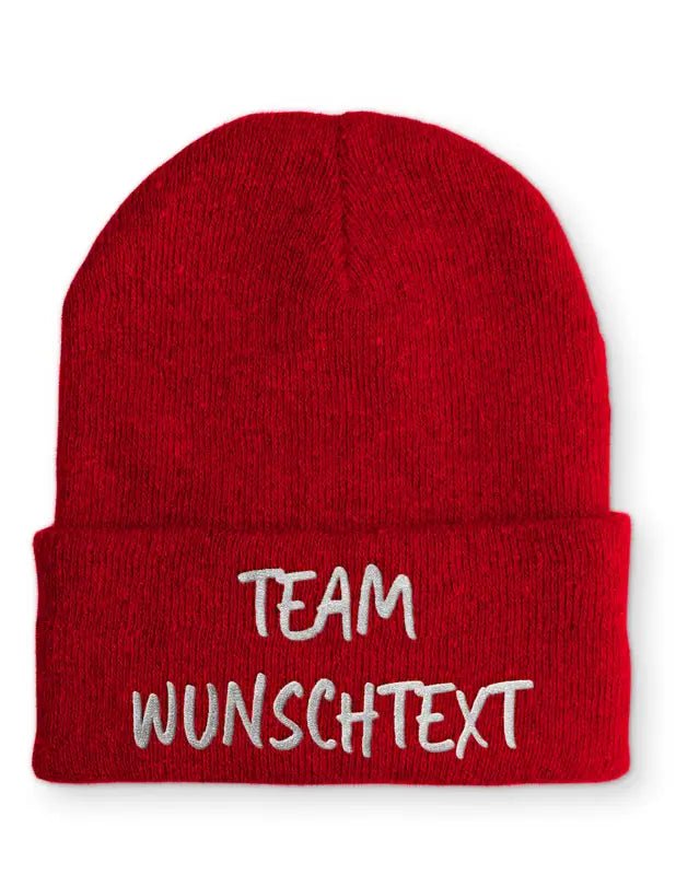 Beanie Mütze Team "Wunschtext" Statement Beanie Mütze mit Spruch - tshirtladen - Mütze