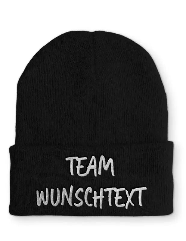 Beanie Mütze Team "Wunschtext" Statement Beanie Mütze mit Spruch - tshirtladen - Mütze