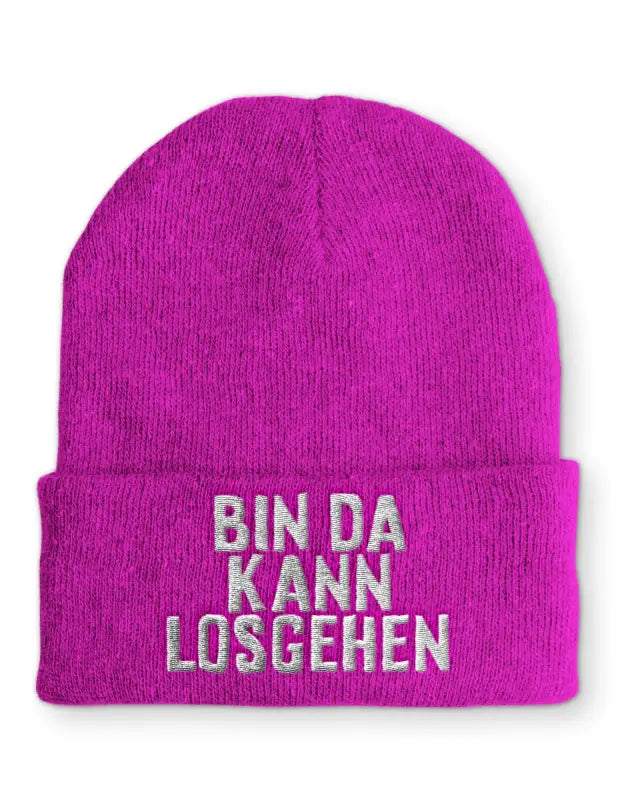 
                      
                        Bin da kann losgehen Wintermütze Spruchmütze Beanie perfekt für die kalte Jahreszeit - Pink
                      
                    