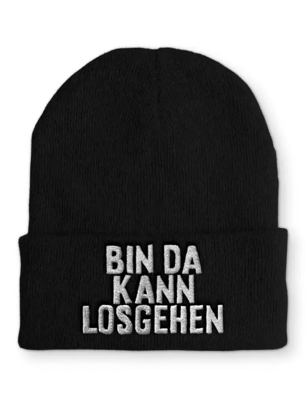 
                      
                        Bin da kann losgehen Wintermütze Spruchmütze Beanie perfekt für die kalte Jahreszeit - Schwarz
                      
                    