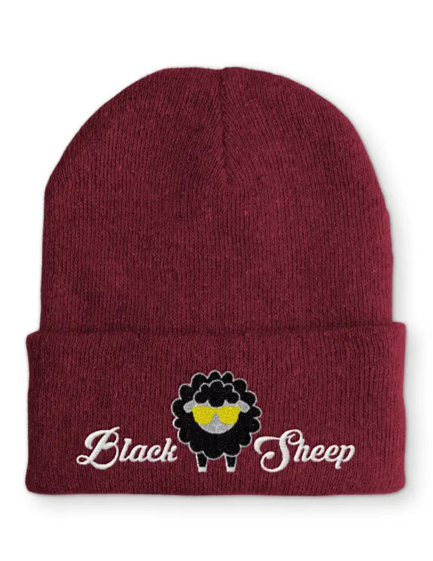 Black Sheep Wintermütze Spruchmütze Beanie perfekt für die kalte Jahreszeit - Bordeaux
