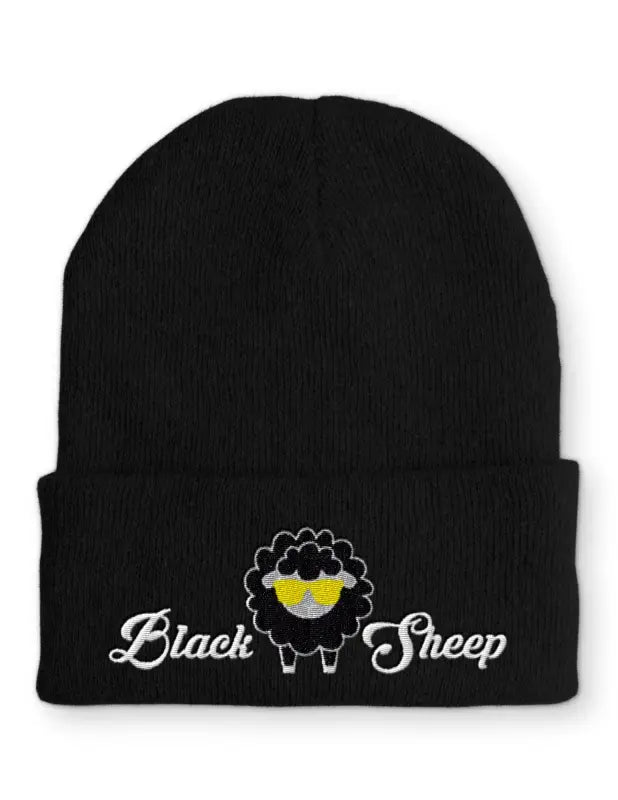 Black Sheep Wintermütze Spruchmütze Beanie perfekt für die kalte Jahreszeit - Schwarz
