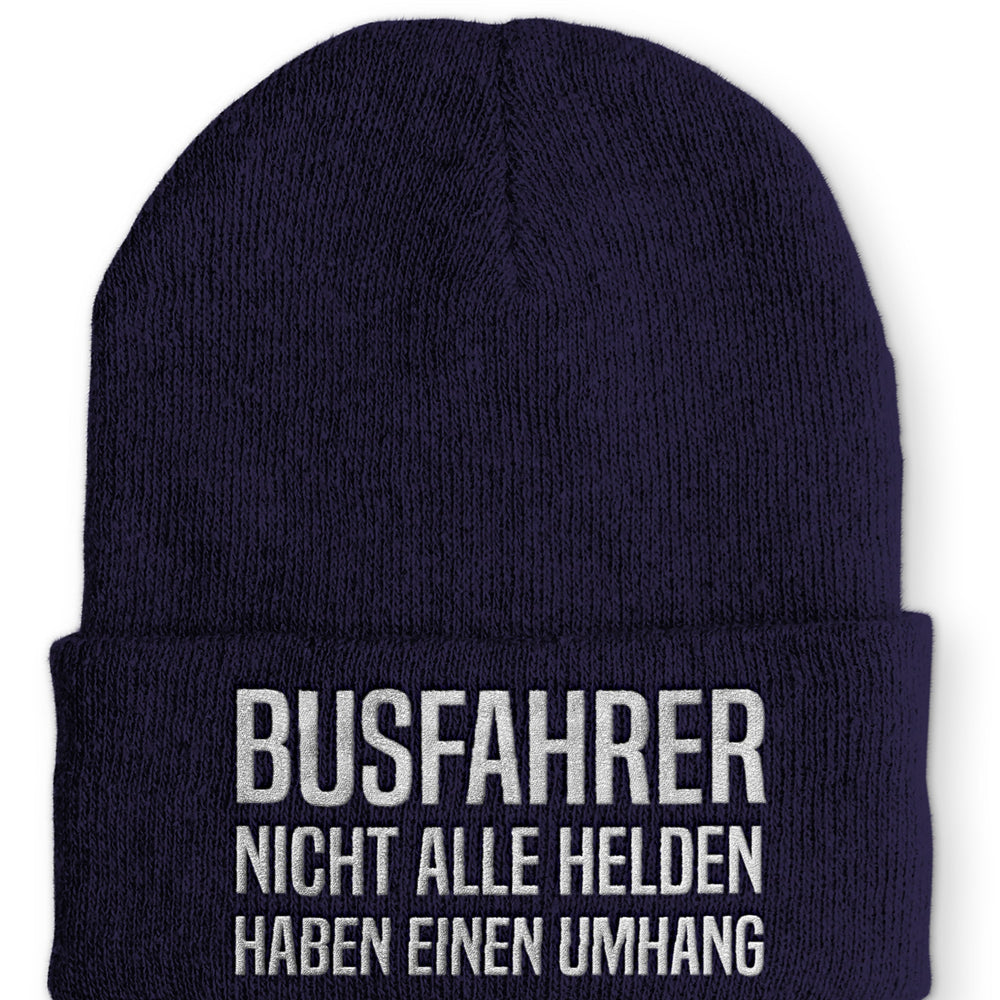 Busfahrer nicht alle Helden haben einen Umhang Beanie Mütze mit Spruch - Navy - Mütze