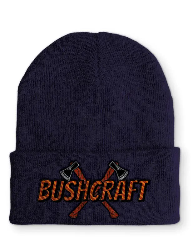 Bushcraft Outdoor Statement Beanie Mütze mit Spruch - Navy