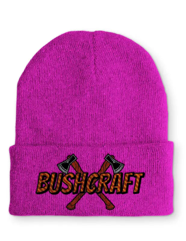Bushcraft Outdoor Statement Beanie Mütze mit Spruch - Pink