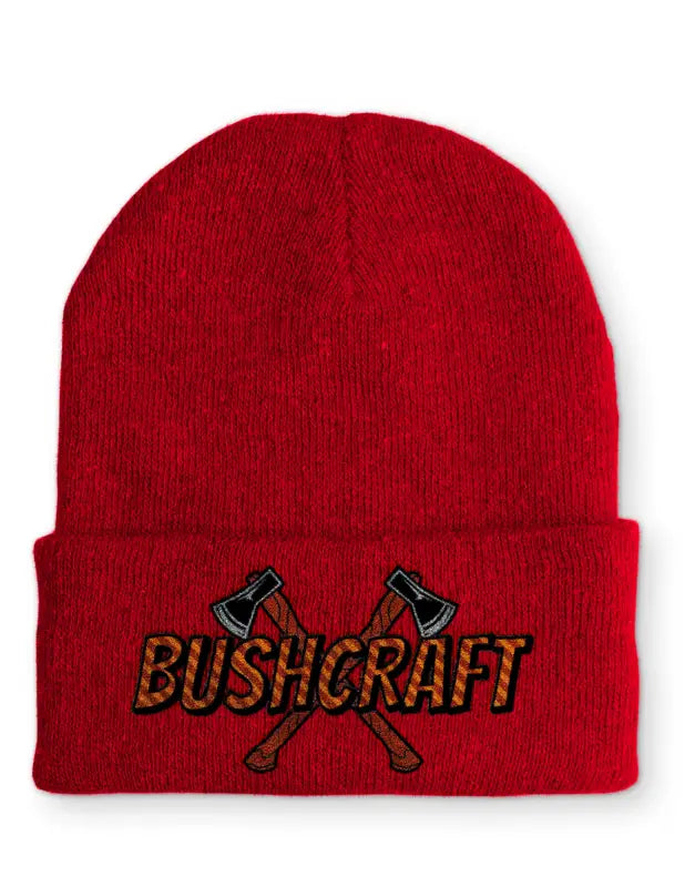 Bushcraft Outdoor Statement Beanie Mütze mit Spruch - Rot