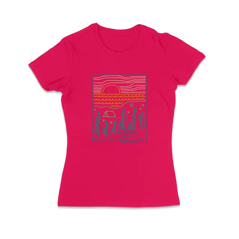 Camp River Camper Outdoor Damen T - Shirt - S / Bright Pink