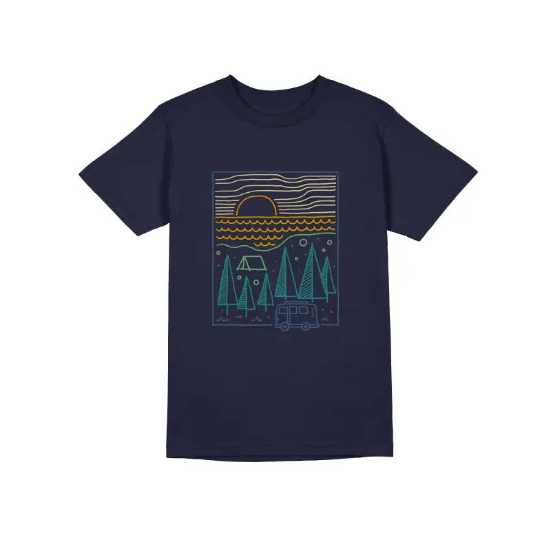 Camp River Outdoor Camper Herren Unisex T - Shirt - S / Navy