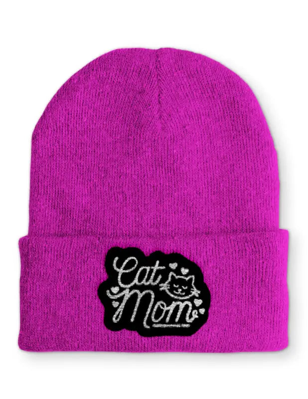 Cat Mom Wintermütze Spruchmütze Beanie perfekt für die kalte Jahreszeit - Pink
